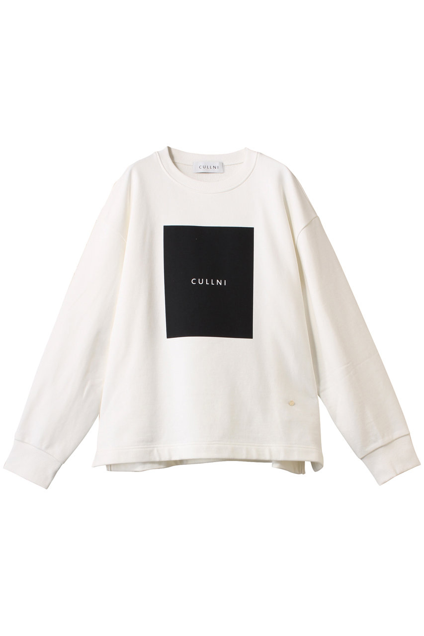 クルニ/CULLNIの【UNISEX】フレンチテリー ボックスロゴプリント ロングスリーブ プルオーバー(ホワイト/25-SS-037B)