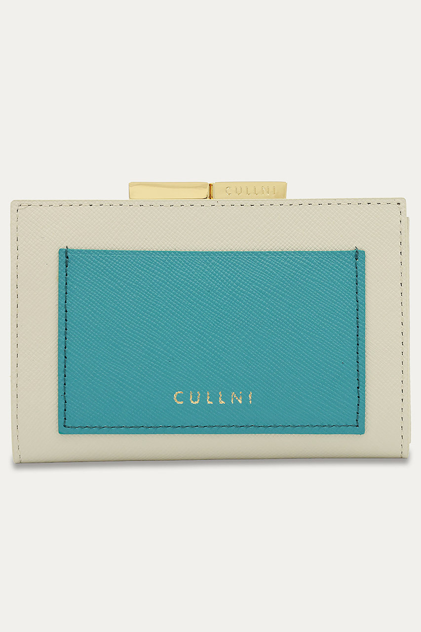 CULLNI Leather Combination カード & コイン ウォレット (マッシュルーム×ブルーグリーン, ONESIZE) クルニ ELLE SHOP