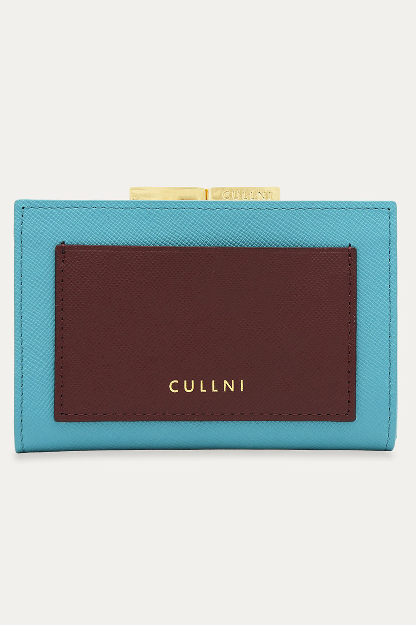 クルニ/CULLNIのLeather Combination カード＆コイン ウォレット(ブルーグリーン×バーガンディー/WL-011)