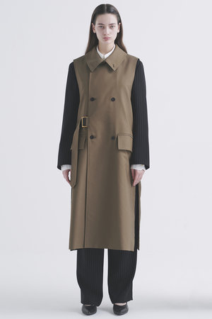 クルニ/CULLNIの【UNISEX】シャンブレーギャバジン タイロッケンロングベスト(110800/110806)