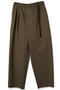 【UNISEX】シャンブレーギャバジン アシンメトリー 2タック ドローストリング ラップワイドパンツ クルニ/CULLNI カーキ