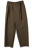 【UNISEX】シャンブレーギャバジン アシンメトリー 2タック ドローストリング ラップワイドパンツ