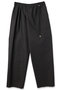 【UNISEX】シャンブレーギャバジン アシンメトリー 2タック ドローストリング ラップワイドパンツ クルニ/CULLNI ブラック