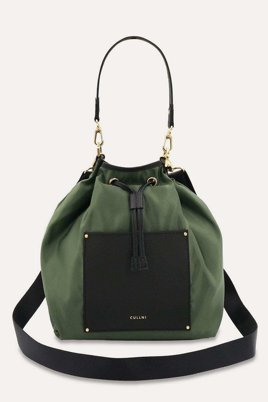 Leather Pocket ハイカウント タフタ バケットバッグ