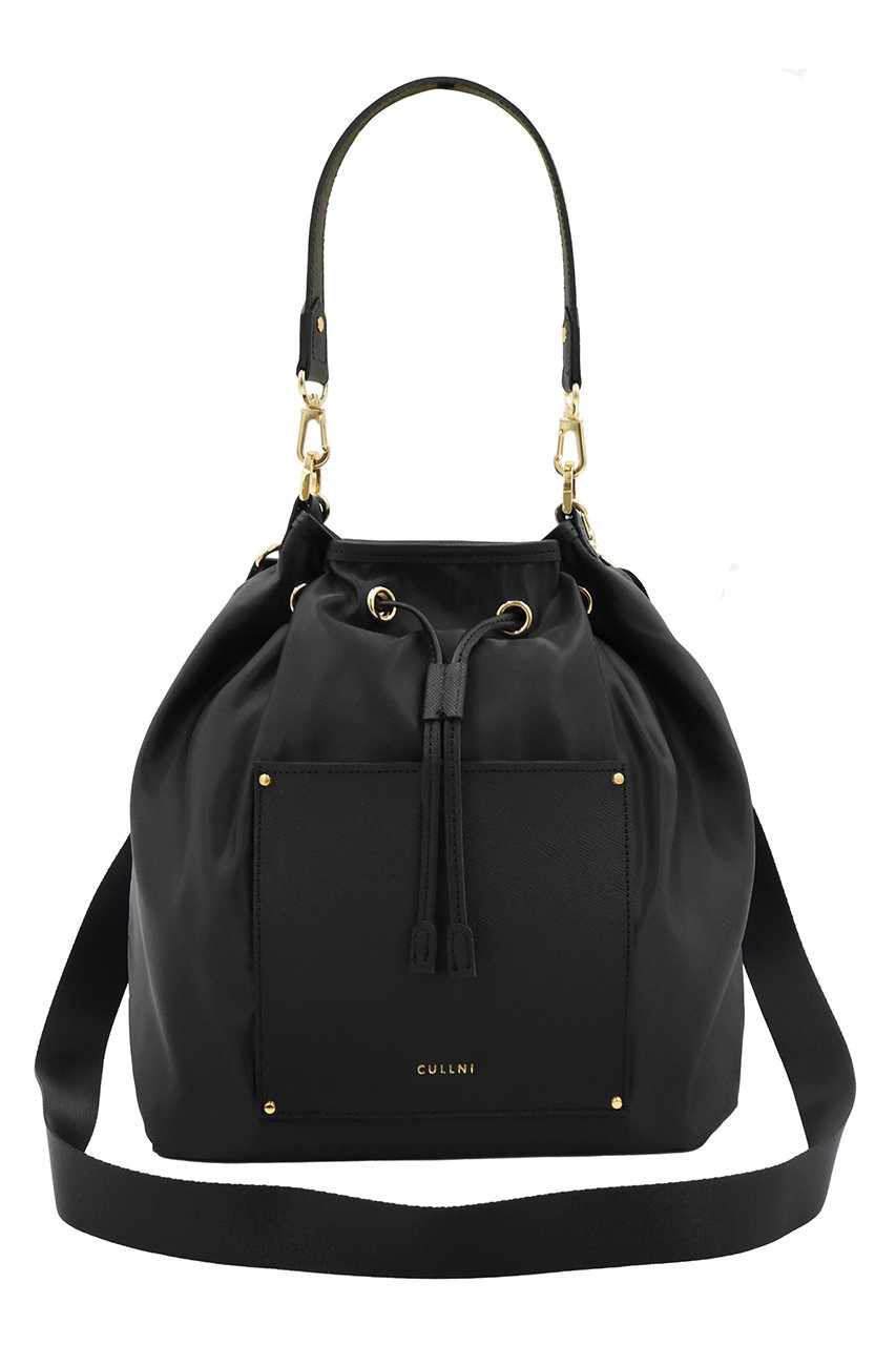 Leather Pocket ハイカウント タフタ バケットバッグ