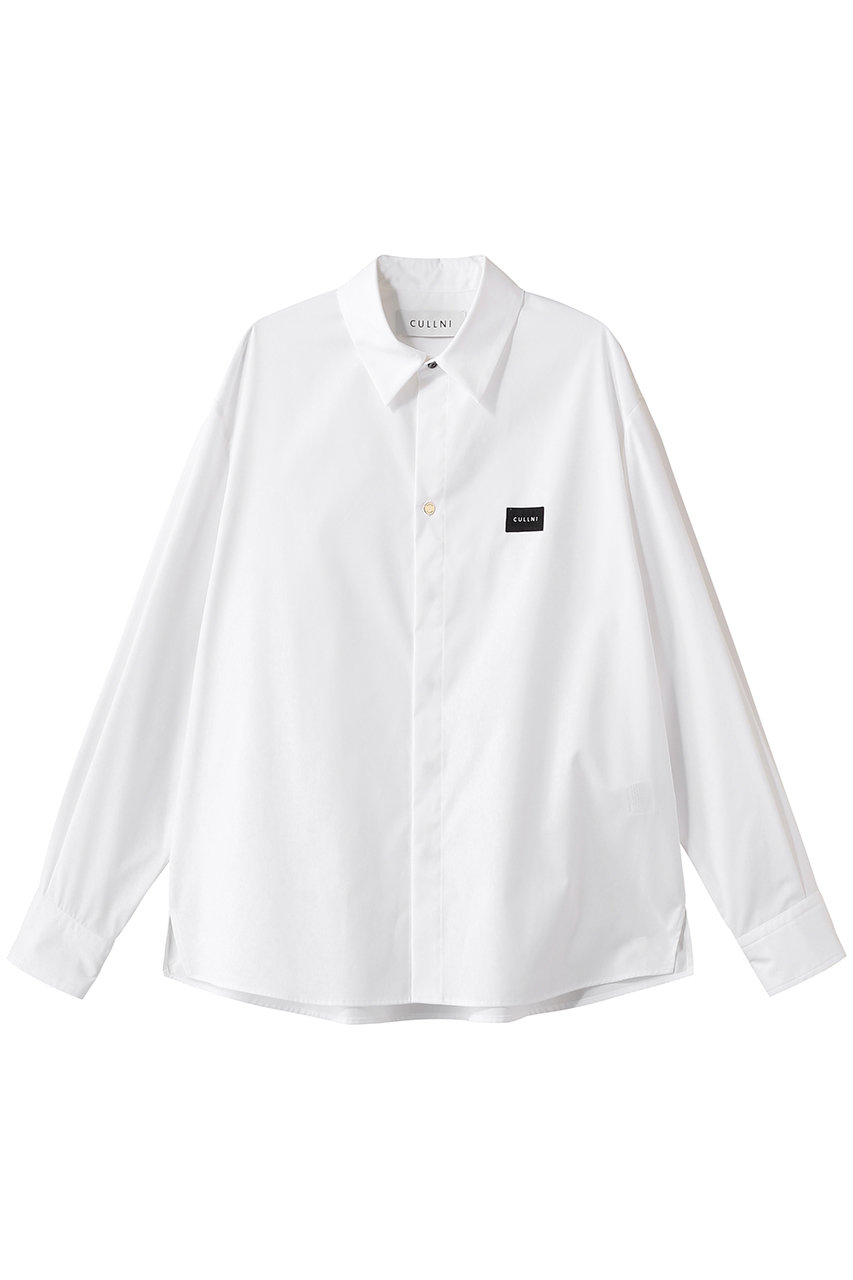 クルニ/CULLNIの【UNISEX】High Count Broadcloth エンブロイダリー パッチシャツ(ホワイト/BS-021)