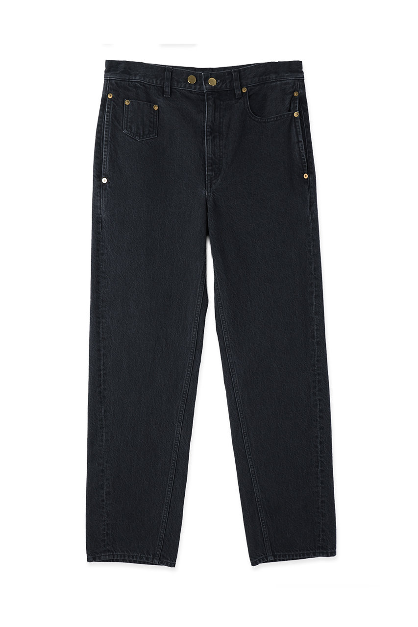 クルニ/CULLNIの【UNISEX】Asymmetrical ポケット ストレートデニムパンツ(フルブラック/DM-006)