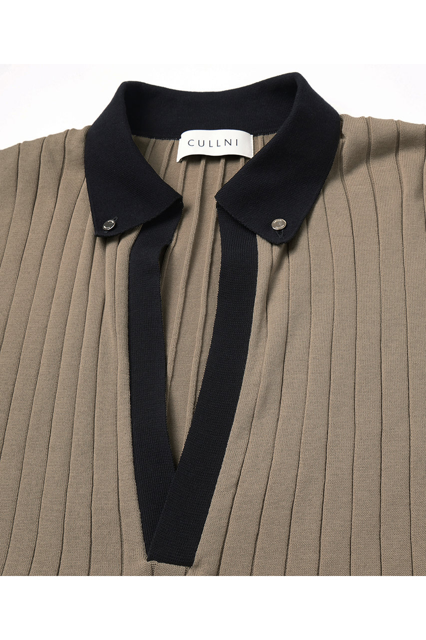 CULLNI(クルニ)|【UNISEX】ワイド リブ スキッパー カラー ニットプル CULLNI(クルニ)|【UNISEX】ワイド リブ スキッパー カラー ニットプル