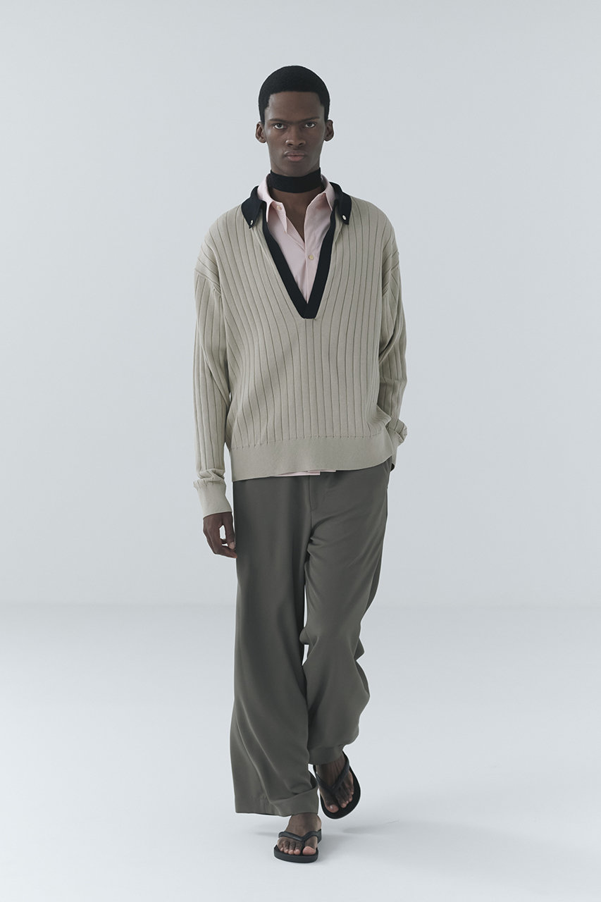 CULLNI(クルニ)｜【UNISEX】ワイド リブ スキッパー カラー ニットプル
