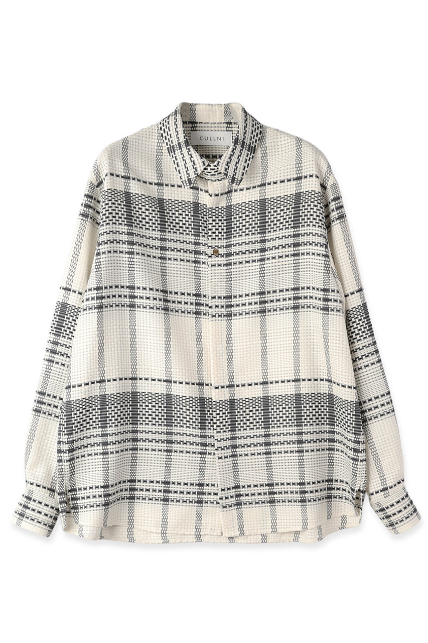 CULLNI(クルニ)｜【UNISEX】Sheer Tile Check Chin Tab シャツ