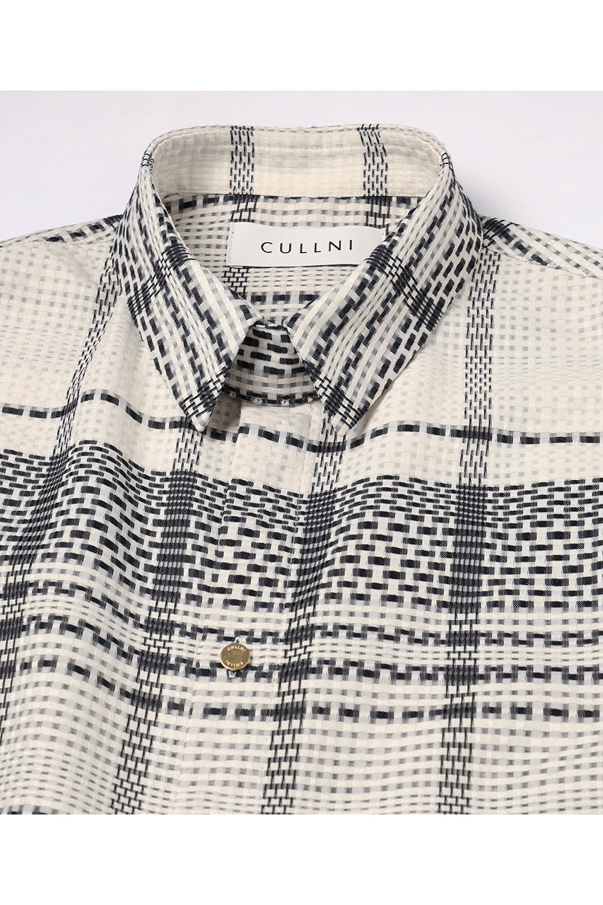 CULLNI(クルニ)｜【UNISEX】Sheer Tile Check Chin Tab シャツ