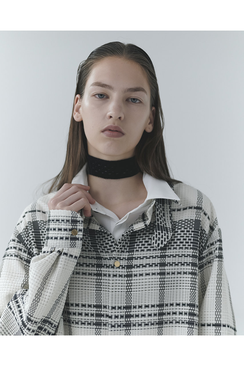 CULLNI(クルニ)｜【UNISEX】Sheer Tile Check Chin Tab シャツ