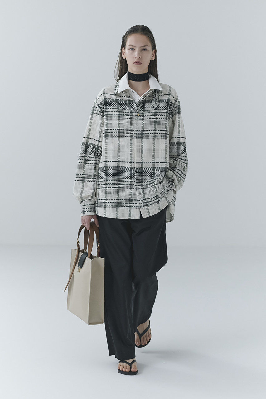 CULLNI(クルニ)｜【UNISEX】Sheer Tile Check Chin Tab シャツ