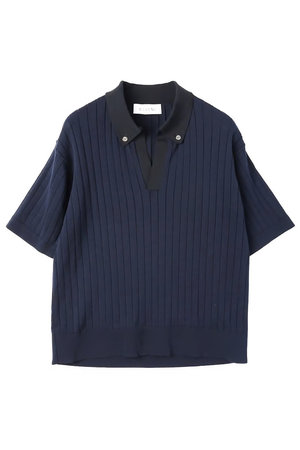 クルニ/CULLNIの【UNISEX】ワイド リブ スキッパー カラー ショートスリーブ ニット(110300/110301)