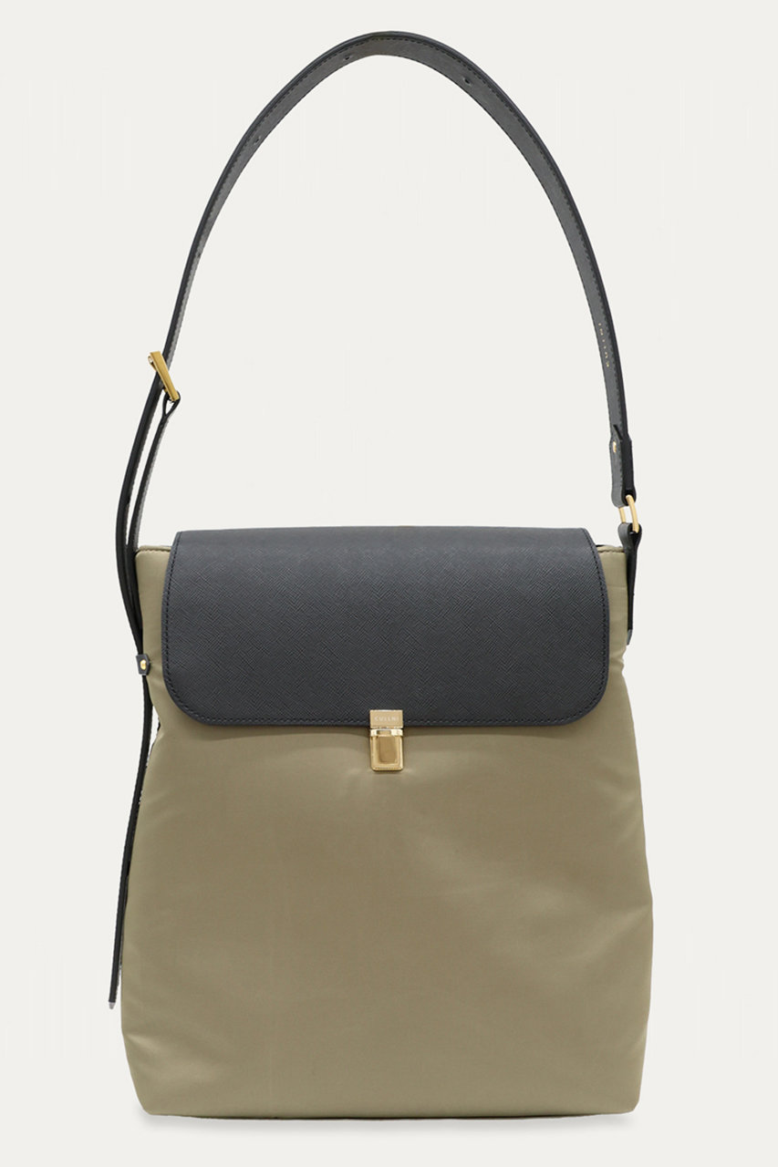 クルニ/CULLNIのLeather Flap ナイロン ツイル ショルダーバッグ(グレージュ/BG-059)