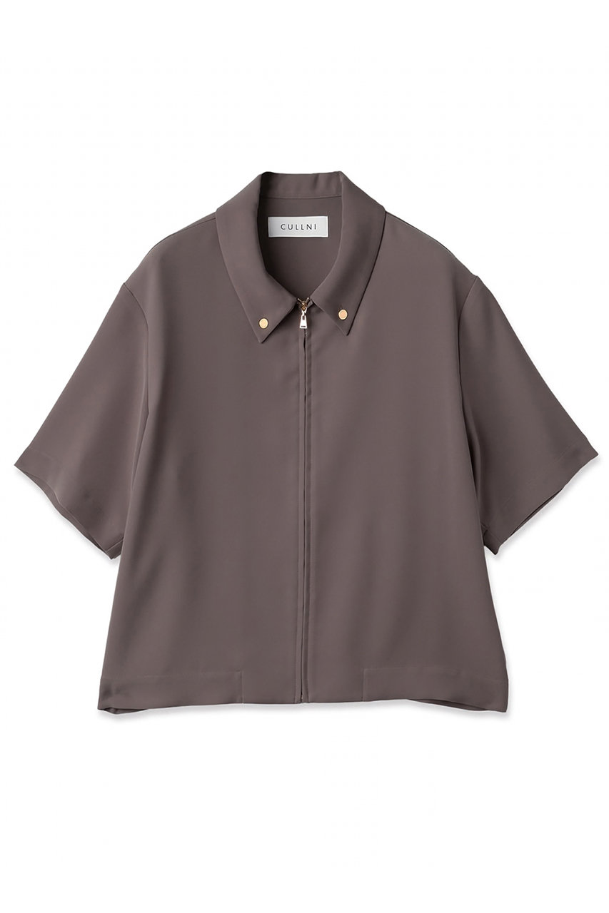 クルニ/CULLNIの【UNISEX】Dry Double Cloth ジップ アップ ショートスリーブ ボタン-ダウン コンパクトシャツ(トープ/26-SS-002)