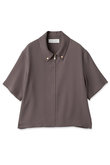 【UNISEX】Dry Double Cloth ジップ アップ ショートスリーブ ボタン-ダウン コンパクトシャツ