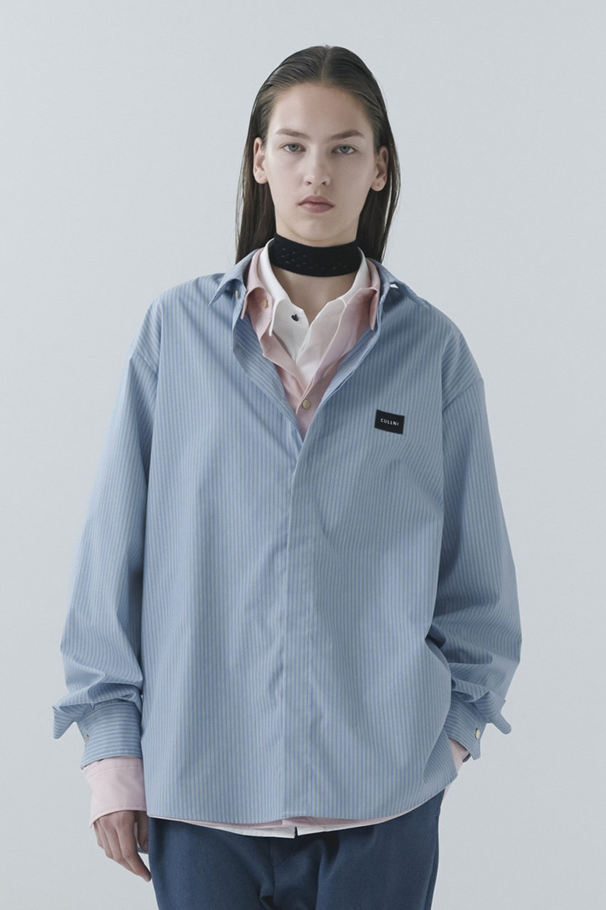 CULLNI ストライプ レイヤードシャツ CULLNI(クルニ)｜【UNISEX】High Count Broad エンブロイダリー パッチ