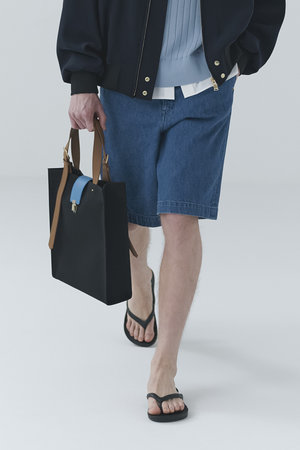 クルニ/CULLNIの【UNISEX】Asymmetrical ポケット デニムハーフパンツ(110600/110603)