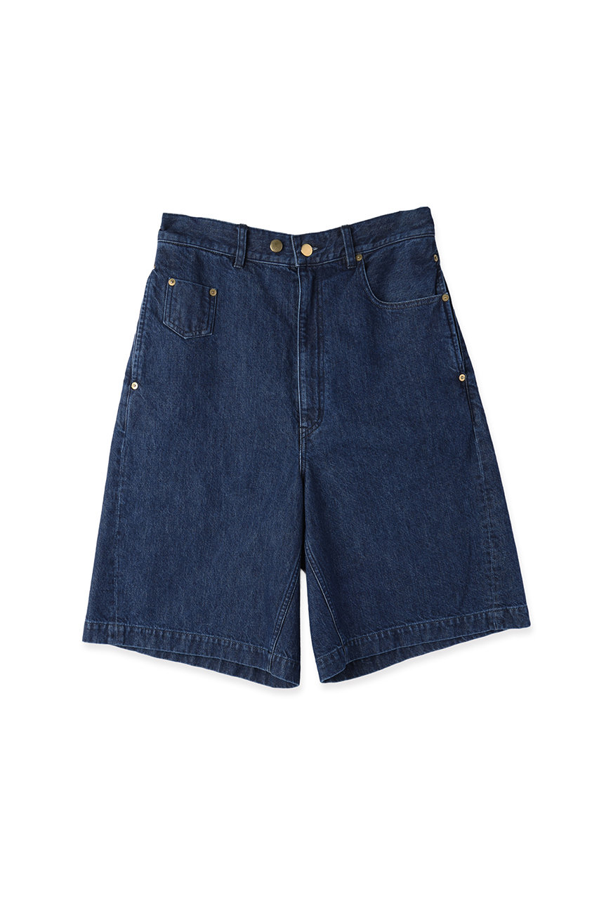 クルニ/CULLNIの【UNISEX】Asymmetrical ポケット デニムハーフパンツ(ネイビー/DM-007)