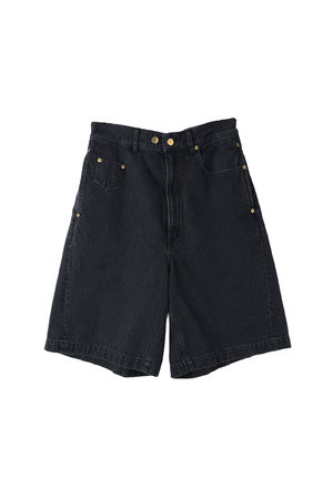 クルニ/CULLNIの【UNISEX】Asymmetrical ポケット デニムハーフパンツ(110600/110603)