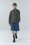 【UNISEX】Airy Cloth ドレープ ドローストリング ハーフジップシャツ クルニ/CULLNI