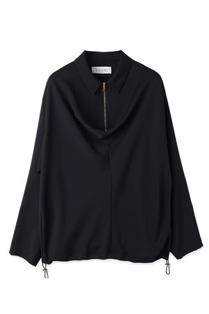 クルニ/CULLNIの【UNISEX】Airy Cloth ドレープ ドローストリング ハーフジップシャツ(110400/110403)