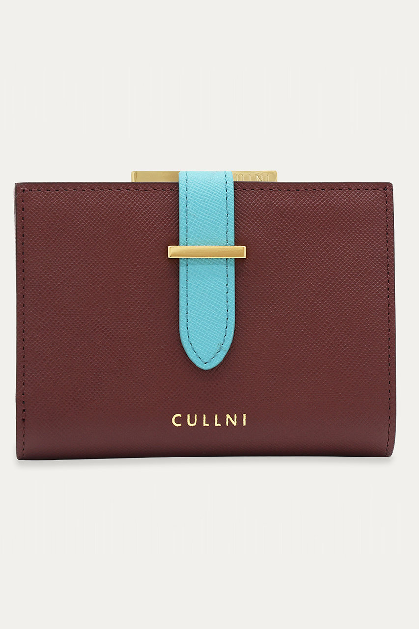 クルニ/CULLNIのLeather クラスプ ベルト ウォレット(バーガンディー×ブルーグリーン/WL-013)