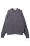 【UNISEX】オーガニックコットンワッフルミニマルヘンリーネックプルオーバー クルニ/CULLNI ネイビーミックス