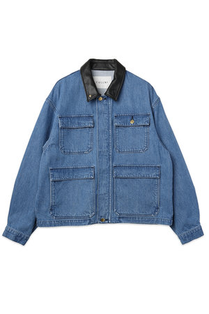 クルニ/CULLNIの【UNISEX】ヘビーブリーチウォッシュレザーカラー12oz デニムジャケット(110800/110801)