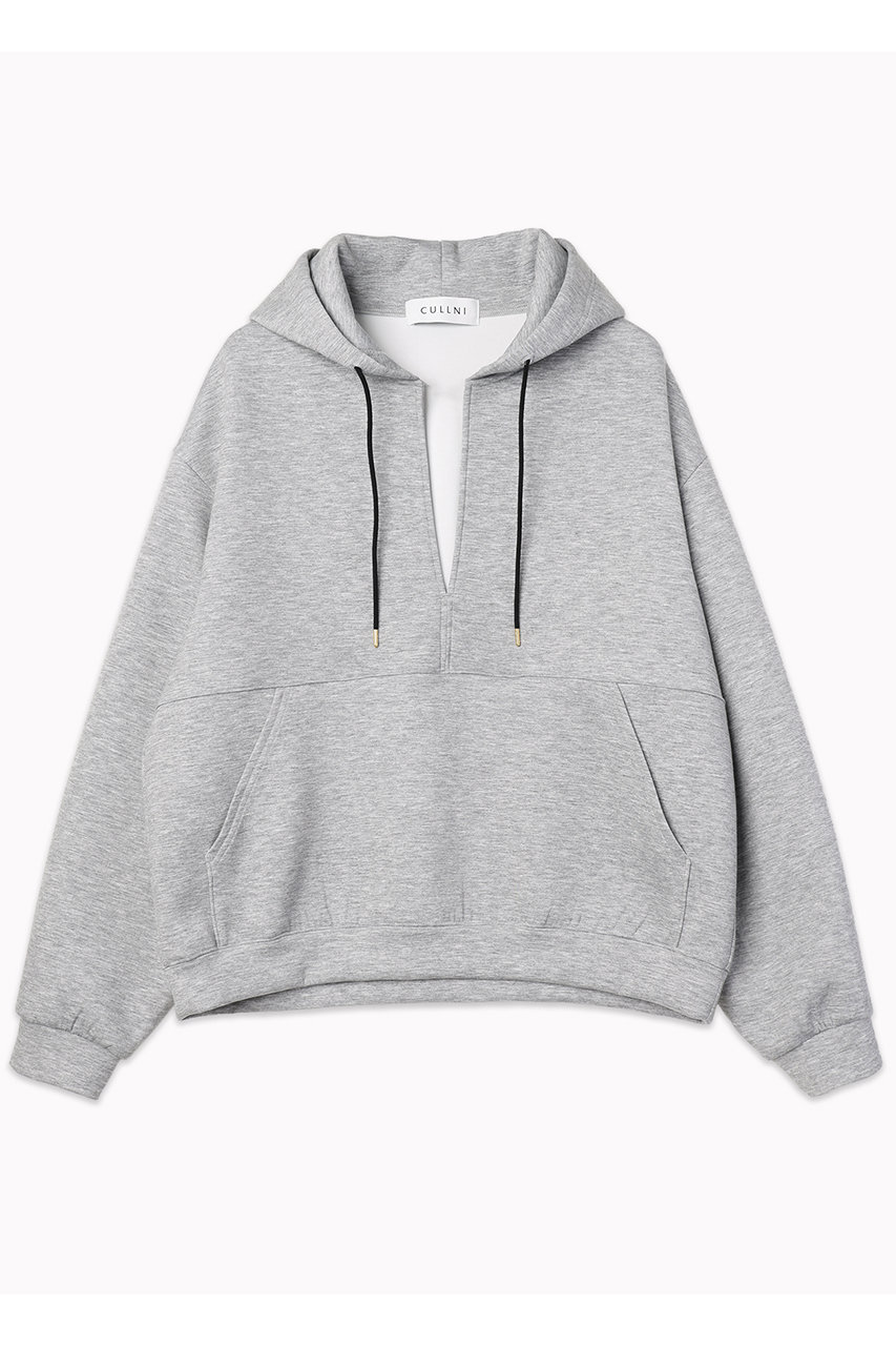 CULLNI 【UNISEX】ミニマルスキッパーダブルフェイスフーディー (グレー, 0) クルニ ELLE SHOP