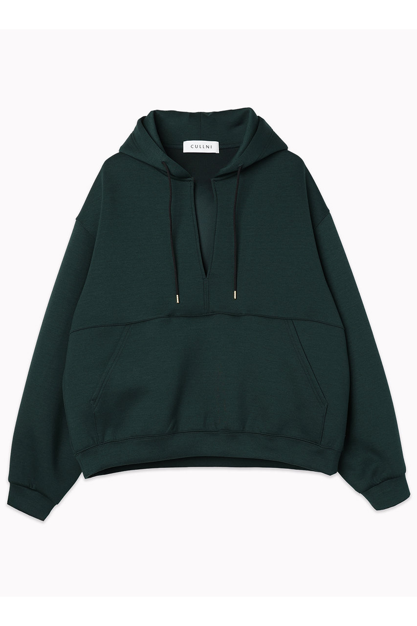 CULLNI 【UNISEX】ミニマルスキッパーダブルフェイスフーディー (グリーン, 0) クルニ ELLE SHOP