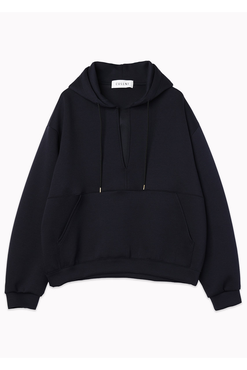 CULLNI 【UNISEX】ミニマルスキッパーダブルフェイスフーディー (ネイビー, 1) クルニ ELLE SHOP