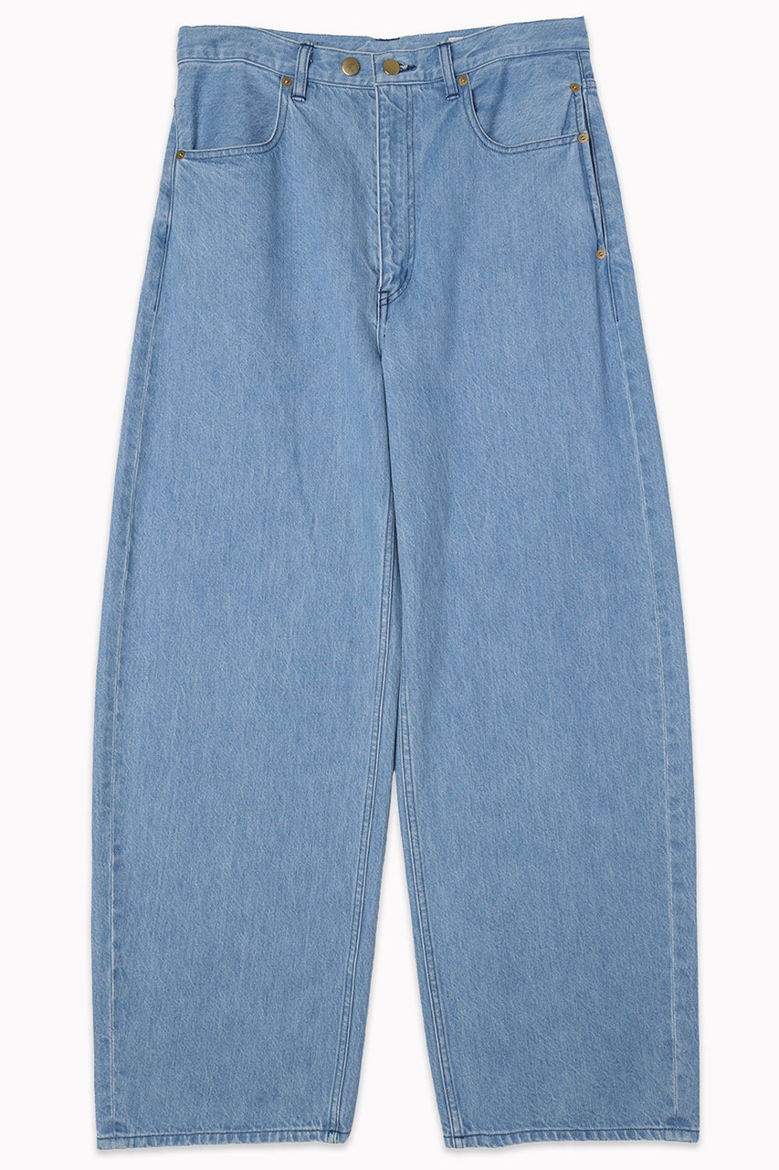 CULLNI 【UNISEX】ヘビーブリーチウォッシュ12oz デニムワイドカーヴパンツ (ライトブルー, 2) クルニ ELLE SHOP