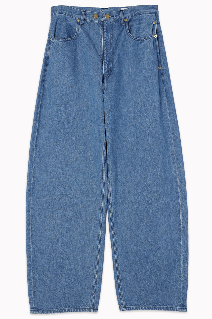 CULLNI 【UNISEX】ヘビーブリーチウォッシュ12oz デニムワイドカーヴパンツ (ブルー, 1) クルニ ELLE SHOP