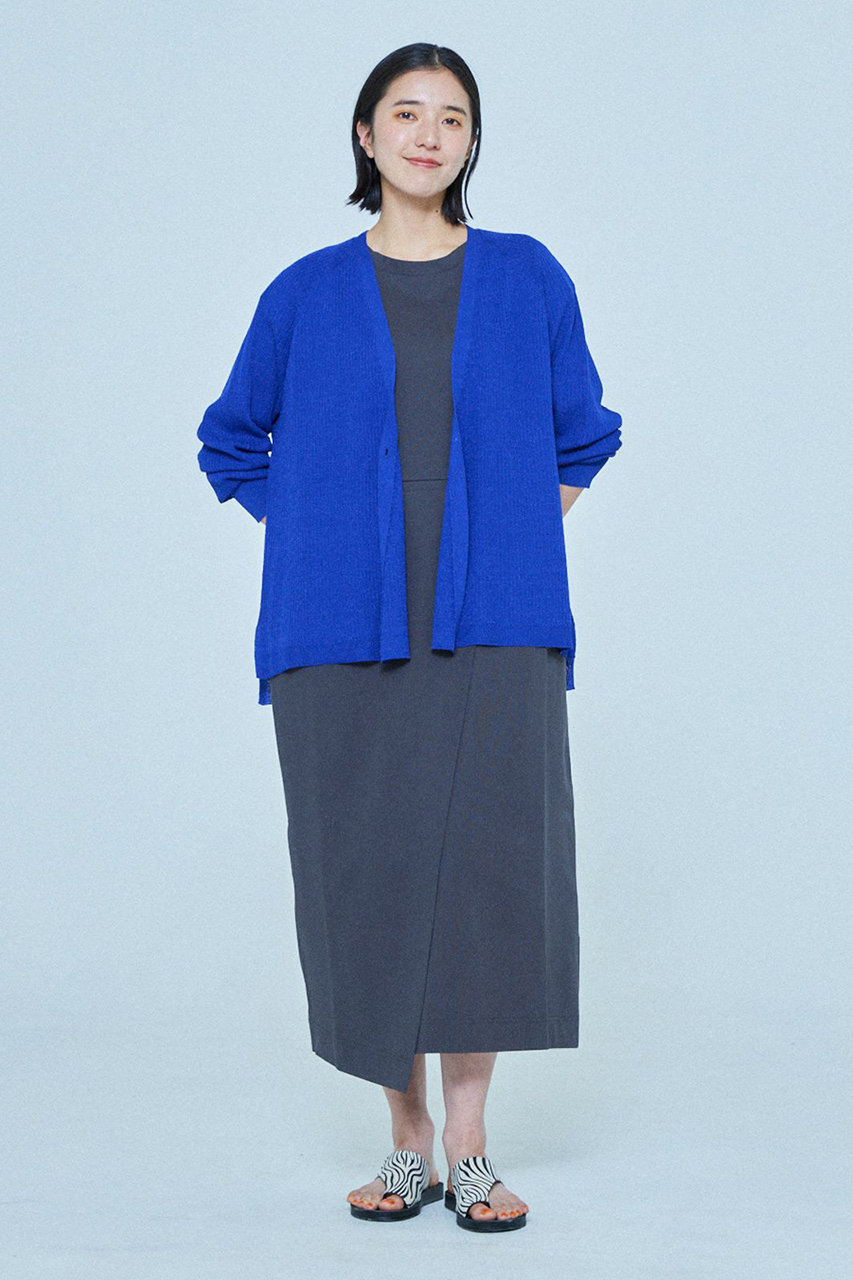 lelill(レリル)｜ビスリネンリブカーデ/グリーン の通販｜ELLESHOP