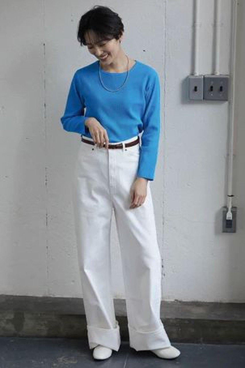 lelill(レリル)｜ハイテクリブニット3/4/オフホワイト の通販