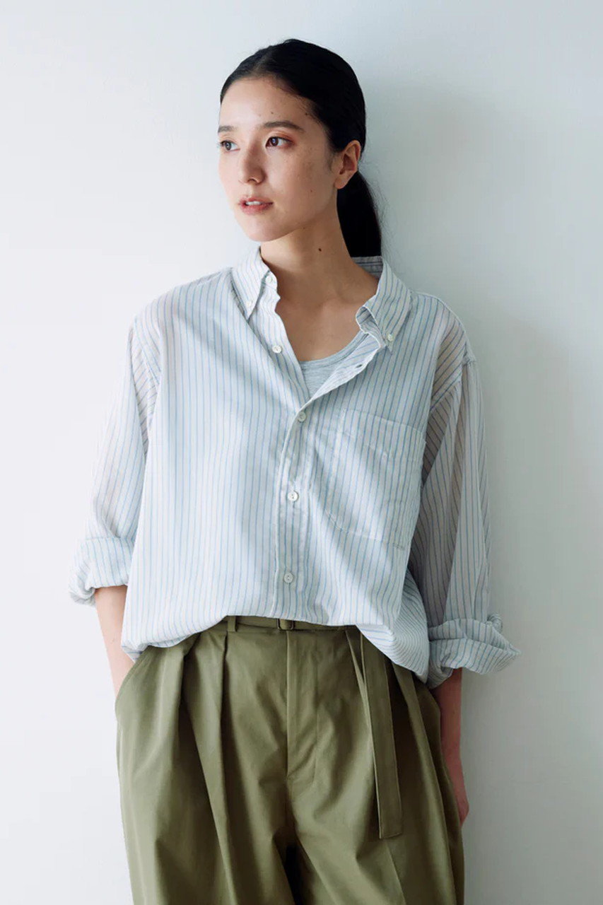 lelill(レリル)｜パターンシアーBDシャツ/サックス の通販｜ELLESHOP