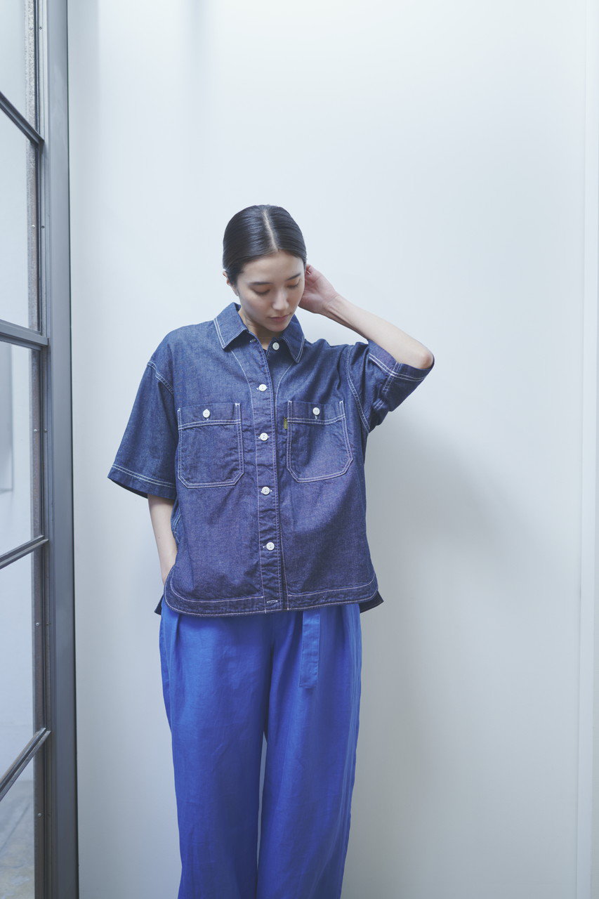 lelill◆25SS/CLデニムオープンシャツ/38/コットン/IVO/32530811 lelill(レリル)｜CLデニムオープンシャツ/インディゴ の通販