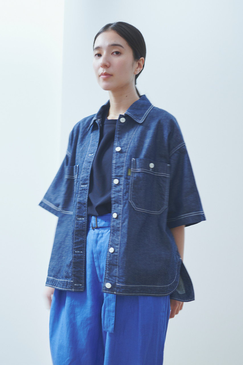 lelill◆25SS/CLデニムオープンシャツ/38/コットン/IVO/32530811 lelill(レリル)｜CLデニムオープンシャツ/インディゴ の通販
