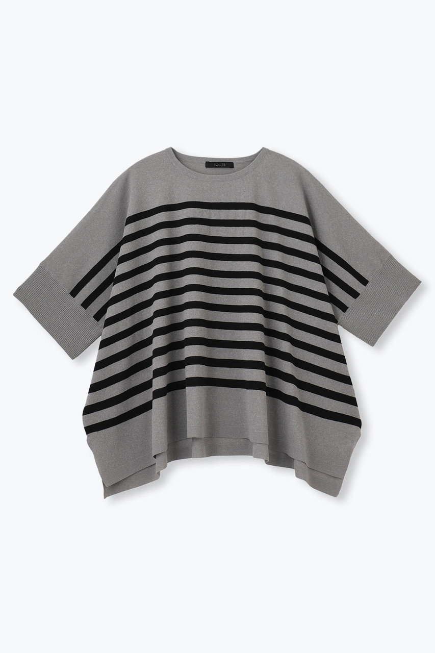 レリル/lelillのハイテクケープニット（ボーダー）(グレー×ブラックライン/12563712)