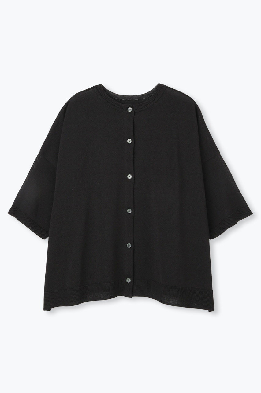 lelill ワイドボーダーカーデ6分袖 (ブラック, 38) レリル ELLE SHOP lelill ワイドボーダーカーデ6分袖 (ブラック, 38) レリル ELLE SHOP