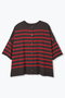 ワイドボーダーカーデ6分袖 レリル/lelill ブラウン×レッド