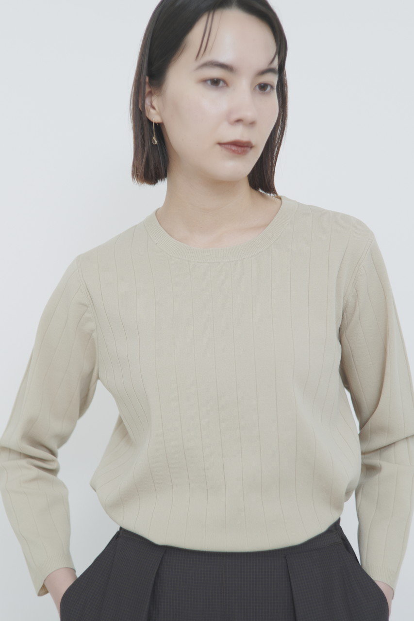 lelill(レリル)｜ハイテクワイドリブ ニット/グレー の通販｜ELLESHOP