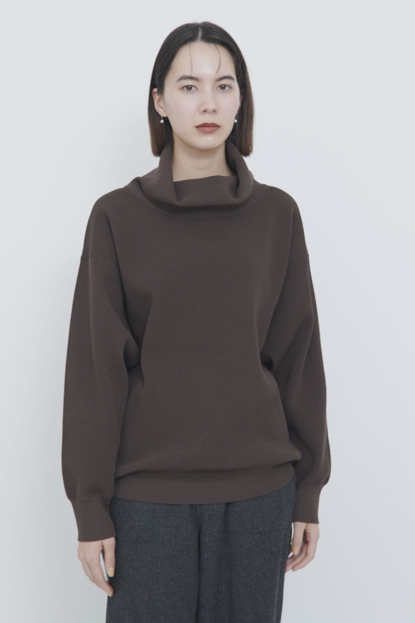 lelill(レリル)｜ハイテクワッフル タートルニット/ブラウン の通販