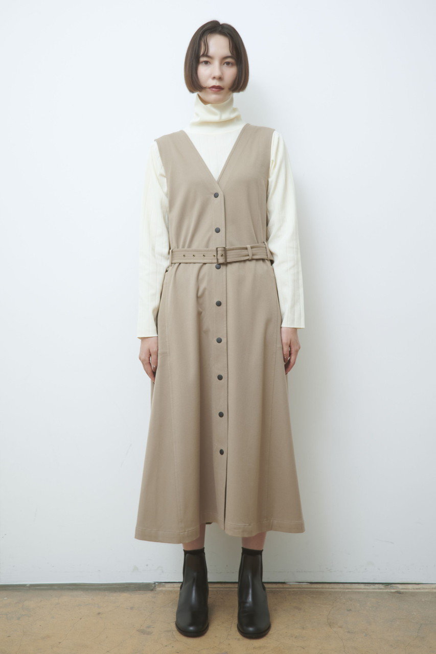 lelill(レリル)｜2WAY Aラインベルテッドワンピース/オフホワイト の