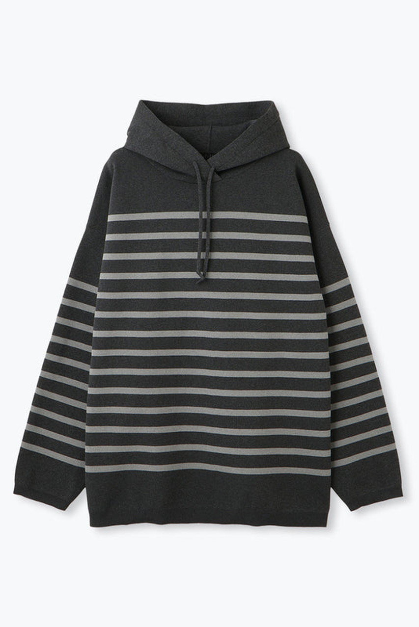 レリル/lelillのハイテクニット/ボーダーフーディ(チャコールグレー/11570532)