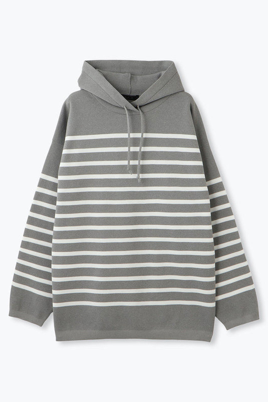 レリル/lelillのハイテクニット/ボーダーフーディ(グレー/11570532)