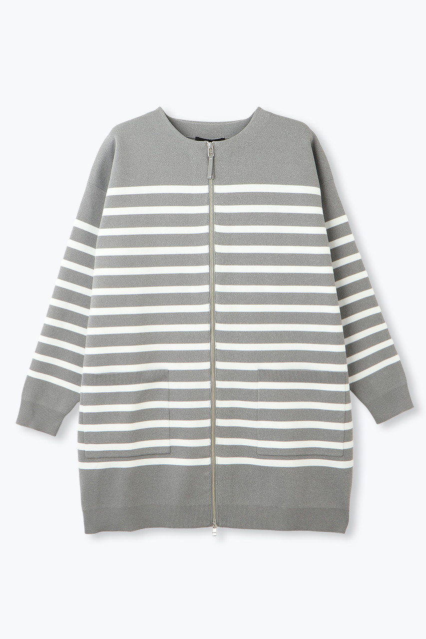 レリル/lelillのハイテクニット/ボーダーZIPコート(グレー/11570523)