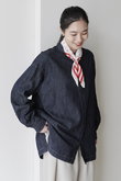 lelill(レリル)｜バックオープン ワークオーバーシャツ/インディゴ の